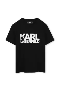 Karl Lagerfeld tricou de bumbac pentru copii culoarea negru, cu imprimeu, Z30435 imagine