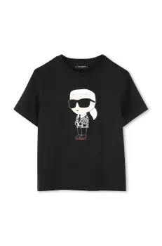 Karl Lagerfeld tricou de bumbac pentru copii culoarea negru, cu imprimeu, Z30438 imagine