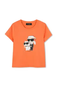 Karl Lagerfeld tricou de bumbac pentru copii culoarea portocaliu, Z30492 imagine
