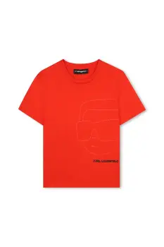 Karl Lagerfeld tricou de bumbac pentru copii culoarea rosu, cu imprimeu, Z30959 imagine