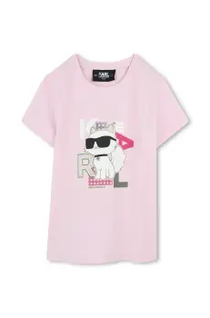 Karl Lagerfeld tricou de bumbac pentru copii culoarea roz, Z30491 imagine