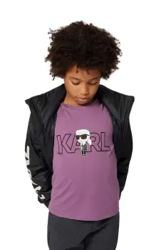 Karl Lagerfeld tricou de bumbac pentru copii culoarea violet, cu imprimeu, Z30956 imagine