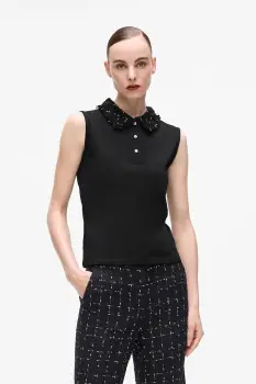 Karl Lagerfeld tricou din amestec de lana culoarea negru, A4W17038 imagine