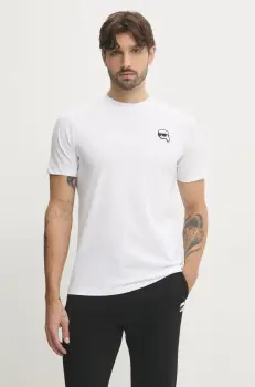 Karl Lagerfeld tricou din bumbac barbati, culoarea alb, cu imprimeu, 500224.755710 imagine