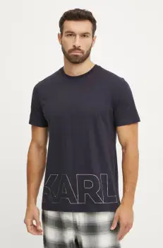 Karl Lagerfeld tricou din bumbac barbati, culoarea albastru marin, cu imprimeu, A1M46070 imagine