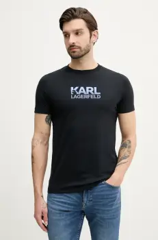 Karl Lagerfeld tricou din bumbac barbati, culoarea bleumarin, cu imprimeu, 552241.755064 imagine