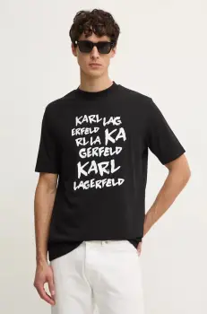 Karl Lagerfeld tricou din bumbac barbati, culoarea negru, cu imprimeu, 544225.755443 imagine
