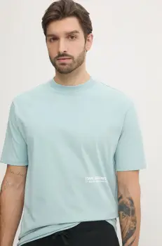 Karl Lagerfeld tricou din bumbac barbati, culoarea turcoaz, cu imprimeu, 551230.755192 imagine