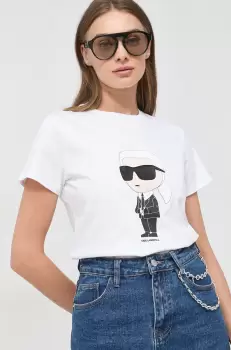Karl Lagerfeld tricou din bumbac culoarea alb imagine