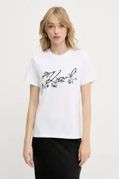 Karl Lagerfeld tricou din bumbac culoarea alb, A3W17018 imagine