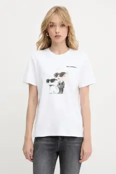 Karl Lagerfeld tricou din bumbac culoarea alb, A3W17077 imagine