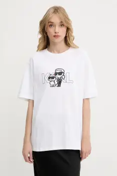 Karl Lagerfeld tricou din bumbac culoarea alb, A3W17084 imagine