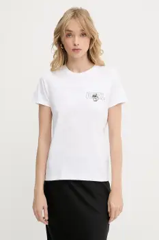Karl Lagerfeld tricou din bumbac culoarea alb, A3W17085 imagine