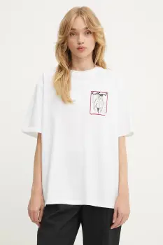 Karl Lagerfeld tricou din bumbac culoarea alb, A3W17100 imagine