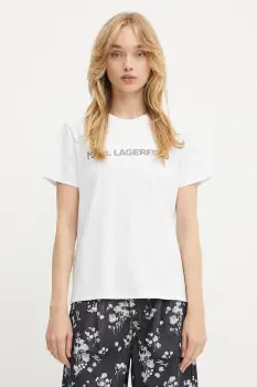Karl Lagerfeld tricou din bumbac culoarea alb, A3W17102 imagine