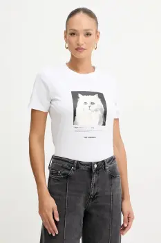 Karl Lagerfeld tricou din bumbac culoarea alb, B1W17019 imagine
