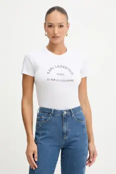 Karl Lagerfeld tricou din bumbac culoarea alb, B1W17033 imagine
