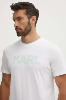 Karl Lagerfeld tricou din bumbac culoarea alb, cu imprimeu imagine