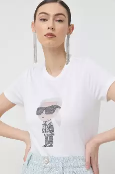 Karl Lagerfeld tricou din bumbac culoarea alb imagine