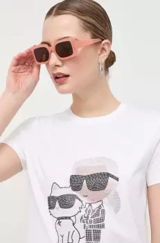 Karl Lagerfeld tricou din bumbac culoarea alb imagine