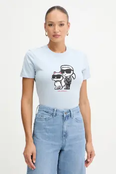 Karl Lagerfeld tricou din bumbac culoarea bej, A1W17129 imagine
