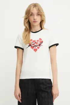 Karl Lagerfeld tricou din bumbac culoarea bej, A3W17015 imagine