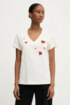 Karl Lagerfeld tricou din bumbac culoarea bej, A3W17017 imagine