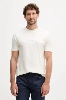 Karl Lagerfeld tricou din bumbac culoarea bej, cu imprimeu, 554227.755037 imagine