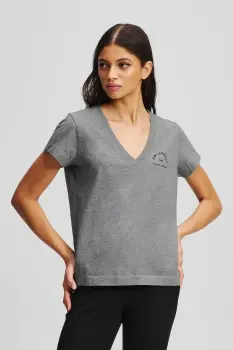 Karl Lagerfeld tricou din bumbac culoarea gri, A3W17104 imagine