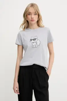 Karl Lagerfeld tricou din bumbac culoarea gri, A3W17110 imagine