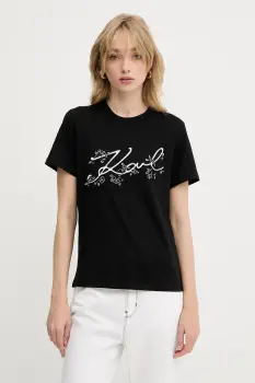 Karl Lagerfeld tricou din bumbac culoarea negru, A3W17018 imagine