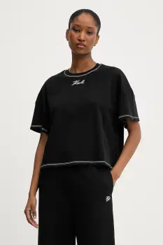 Karl Lagerfeld tricou din bumbac culoarea negru, A3W17019 imagine