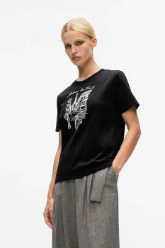 Karl Lagerfeld tricou din bumbac culoarea negru, A4W17087 imagine