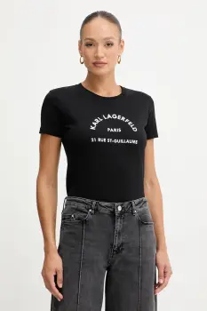 Karl Lagerfeld tricou din bumbac culoarea negru, B1W17033 imagine