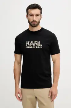 Karl Lagerfeld tricou din bumbac culoarea negru, cu imprimeu, 553225.755036 imagine