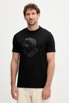 Karl Lagerfeld tricou din bumbac culoarea negru, cu imprimeu, 554225.755046 imagine