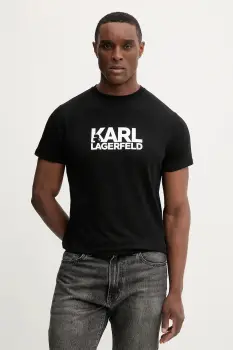 Karl Lagerfeld tricou din bumbac culoarea negru, cu imprimeu, 561235.755780 imagine
