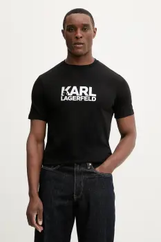 Karl Lagerfeld tricou din bumbac culoarea negru, cu imprimeu, 561235.755780 imagine