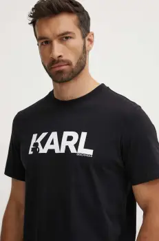 Karl Lagerfeld tricou din bumbac culoarea negru, cu imprimeu imagine