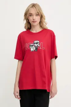 Karl Lagerfeld tricou din bumbac culoarea rosu, A3W17084 imagine