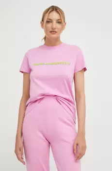 Karl Lagerfeld tricou din bumbac culoarea roz imagine