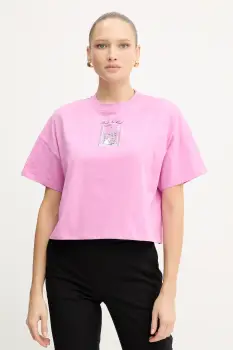 Karl Lagerfeld tricou din bumbac culoarea roz, A4W17086 imagine