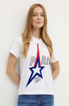 Karl Lagerfeld tricou din bumbac femei, culoarea alb, 245W1730 imagine