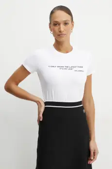 Karl Lagerfeld tricou din bumbac femei, culoarea alb, A1W17068 imagine