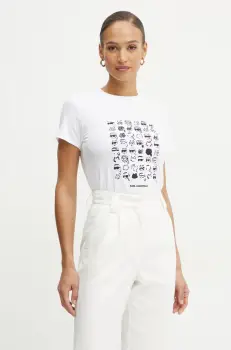 Karl Lagerfeld tricou din bumbac femei, culoarea alb, A1W17124 imagine