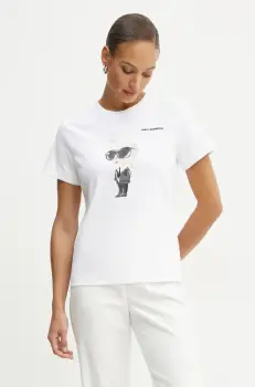 Karl Lagerfeld tricou din bumbac femei, culoarea alb, A1W17130 imagine