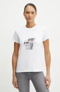 Karl Lagerfeld tricou din bumbac femei, culoarea alb, A1W17131 imagine