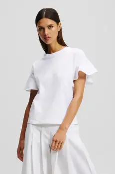 Karl Lagerfeld tricou din bumbac femei, culoarea alb, A2W17063 imagine