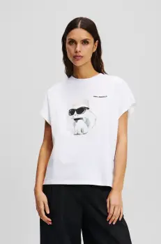 Karl Lagerfeld tricou din bumbac femei, culoarea alb, A2W17115 imagine