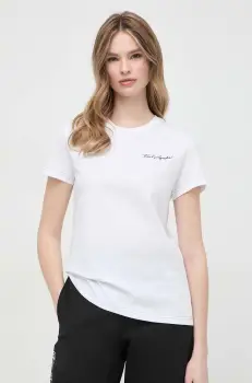Karl Lagerfeld tricou din bumbac femei, culoarea alb imagine